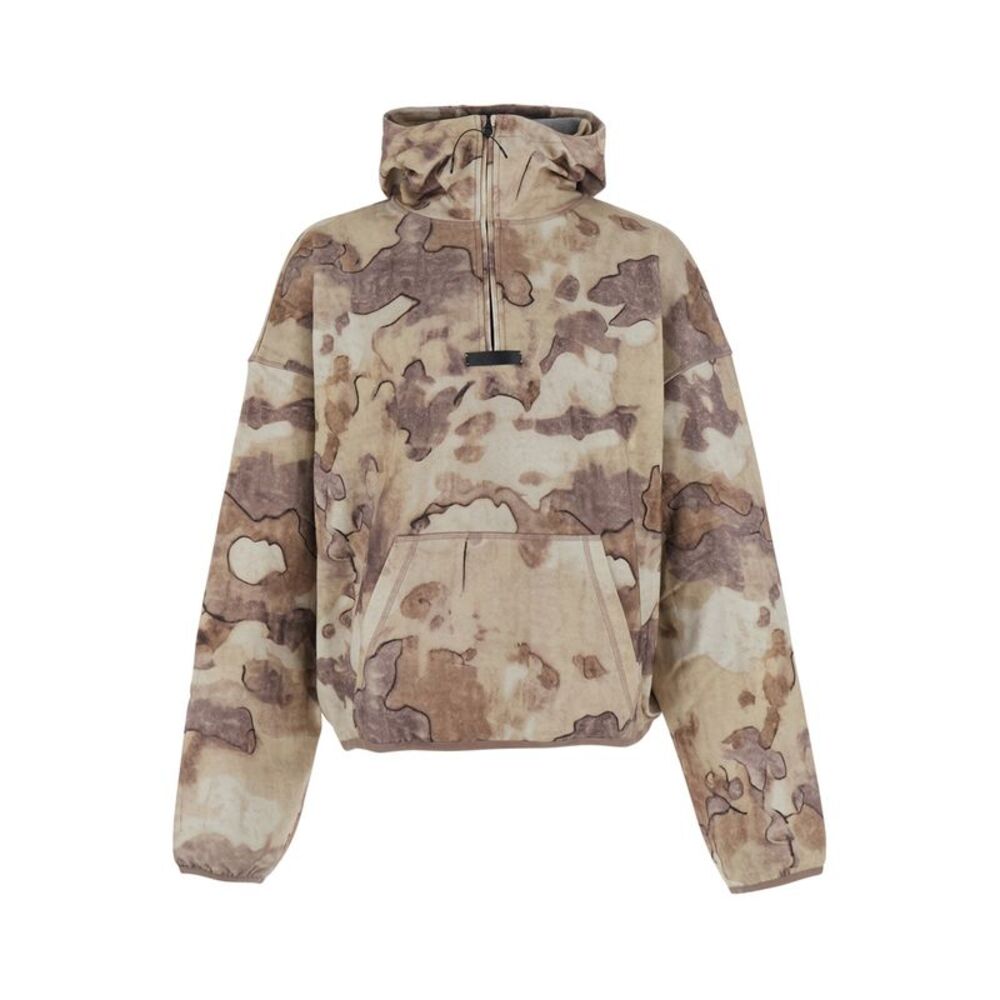 Represent Men Beige Zip-Up Hoodie With All-Over Print In Cotton For Men